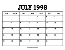 July Calendar 1998
