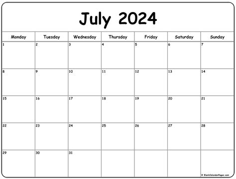 July 2024 Print Free Calendar