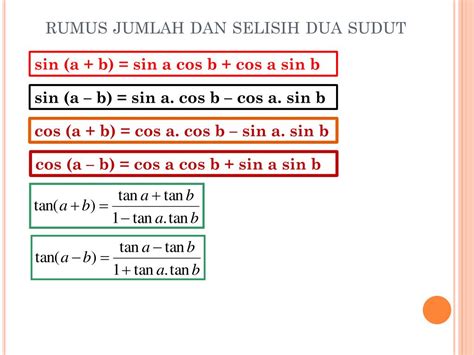 Jumlah dan Selisih Dua Sudut