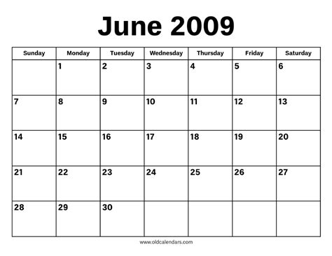 June 2009 Calendar