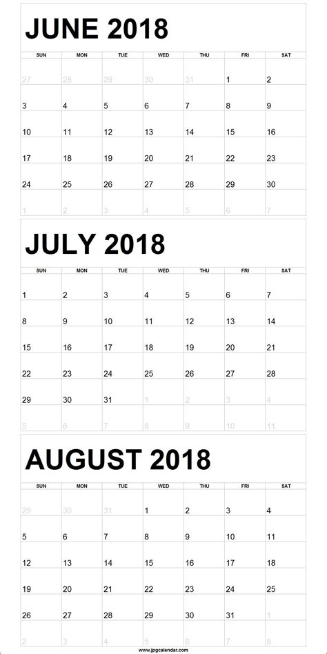 June August Calendar