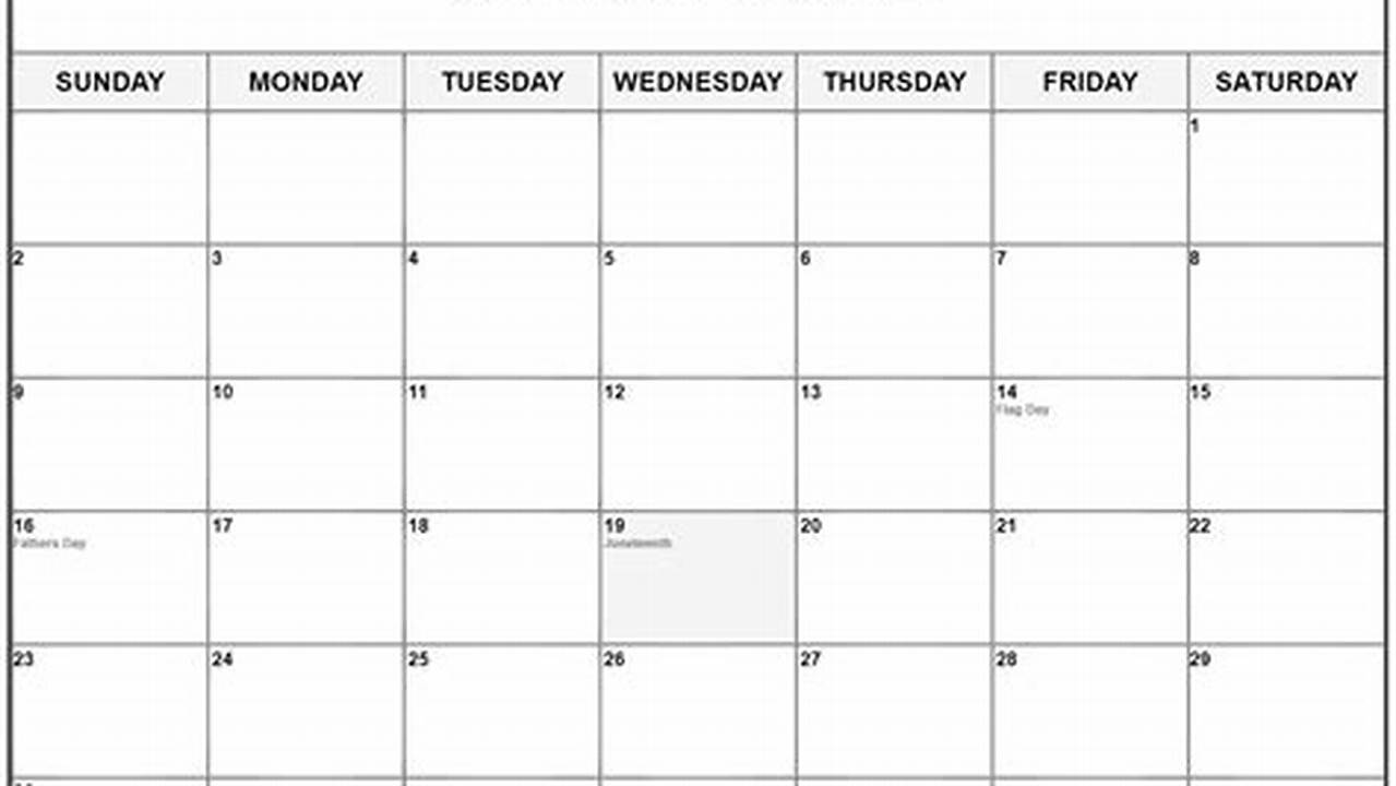 June Calendar 2024 With Holidays Online