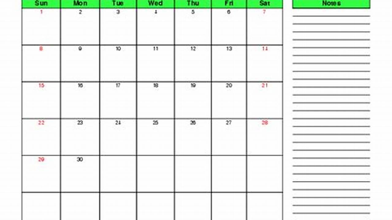 June Calendar 2025 With Note Section