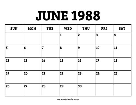 June 1988 Calendar