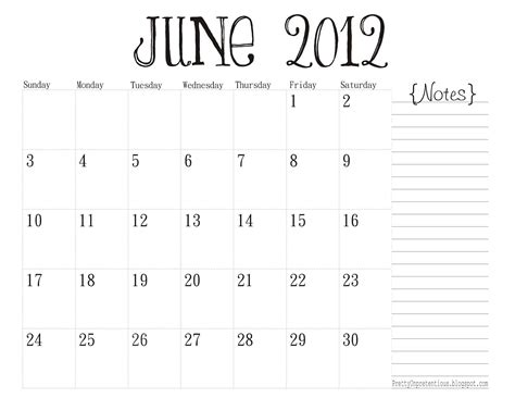 June 2012 Monthly Calendar