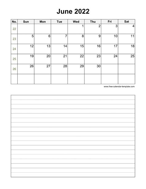 June 2022 Printable Calendar Appointments