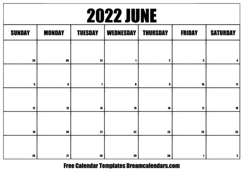 June 2022 Printable Calendar Planning