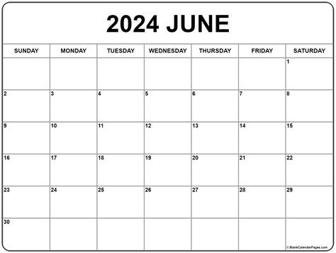 June 2024 Calendar Printable