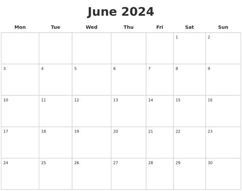 2024 June Calendars Handy Calendars