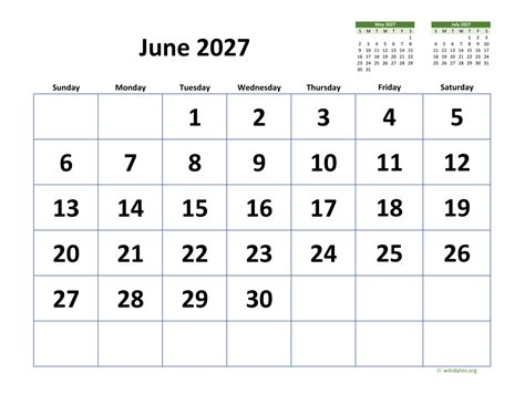 June 2027 Calendar