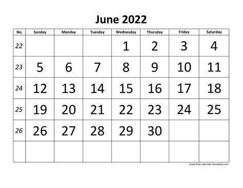 June 22 Calendar