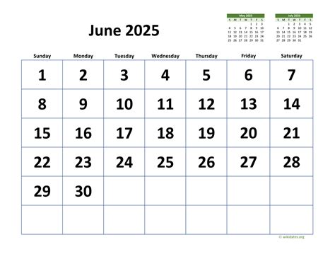 June 25 Calendar