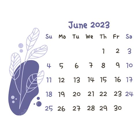 June Calendar Aesthetic