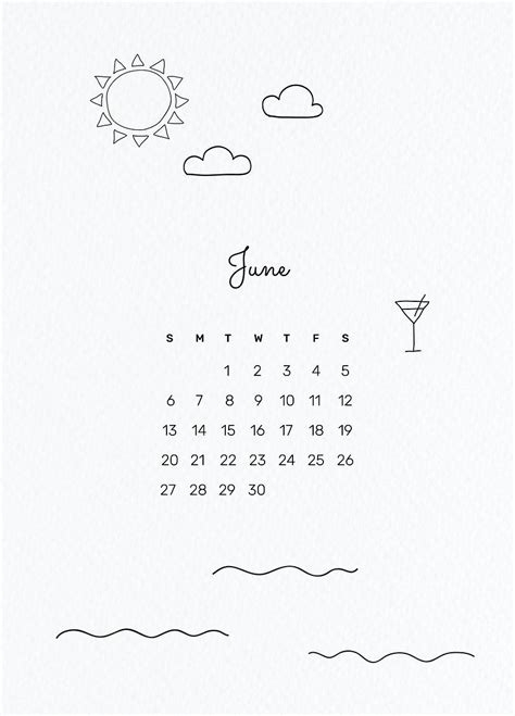 June Calendar Drawings