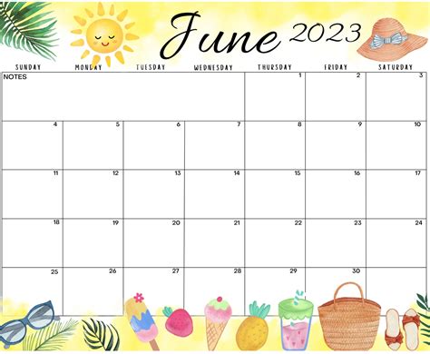 June Summer Calendar