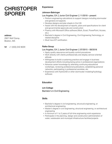 Junior Civil Engineer Cv