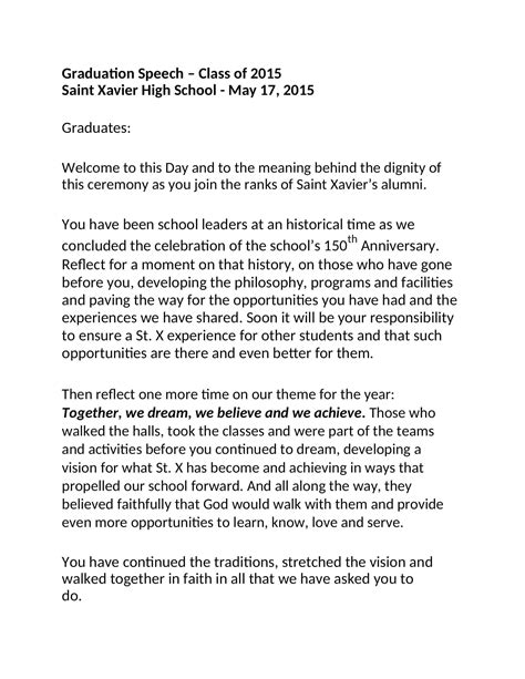 Junior High Graduation Speech