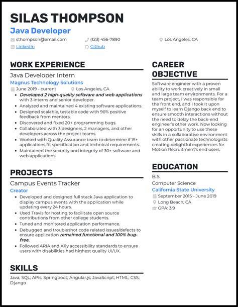 Junior Java Developer Resume Sample