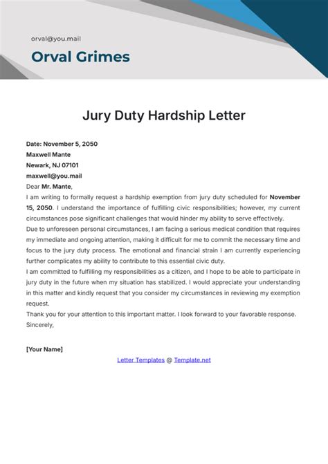 Jury Service Letter Template