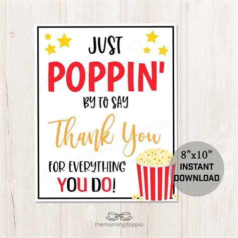 Just Popping In To Say Thank You Free Printable