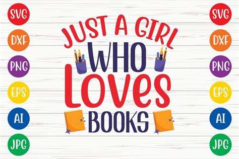 Download Just a Girl Who Loves Books SVG File - SVG Design Commercial Use Free PSD Mockups