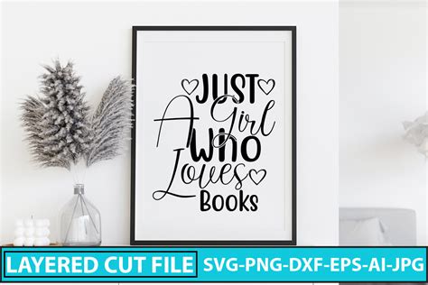 Download Just a Girl Who Loves Books SVG File - SVG Design Cricut SVG Free PSD Mockups