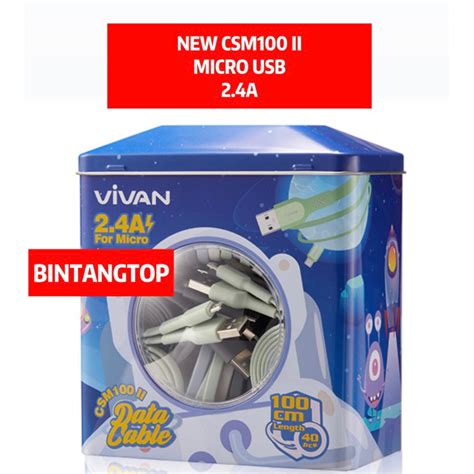 Kabel data Vivan fast charger CSM100S 2.1A NEW CSM100 II 2.4A for micro usb ORIGINAL