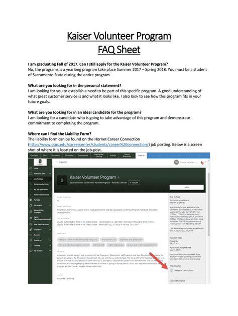 Kaiser Hospital Volunteer Program