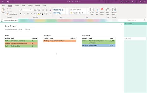 Kanban Template For Onenote