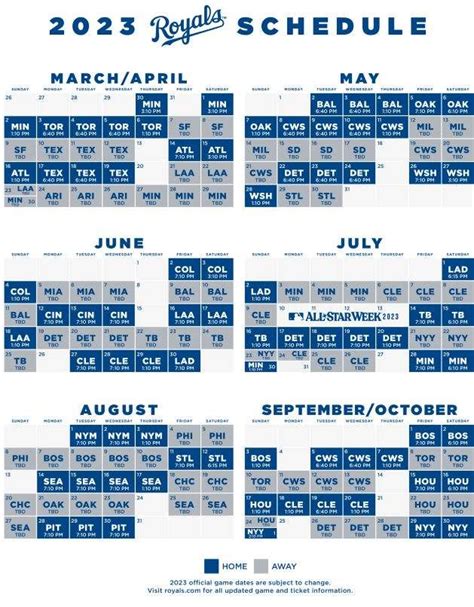 Kansas City Royals Schedule 2023 Printable