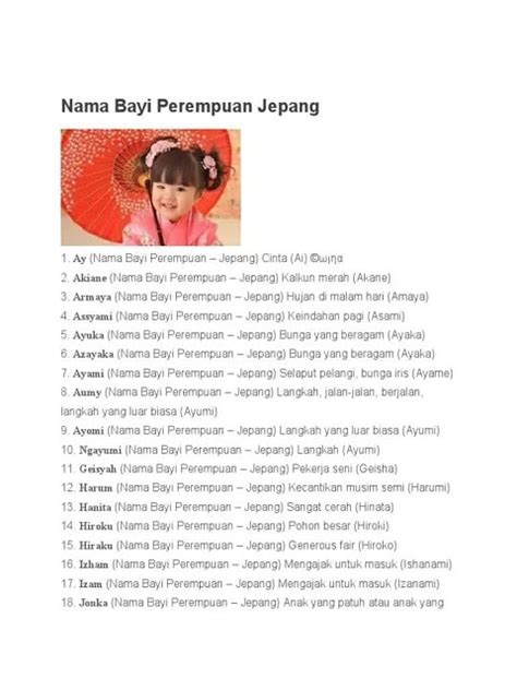 Karakteristik Nama Jepang Perempuan