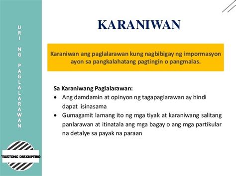 Karaniwang Paglalarawan Halimbawa