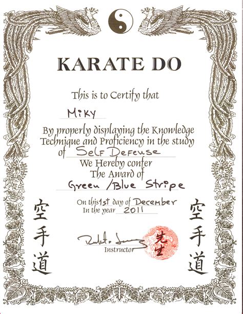 Karate Certificates Templates Free