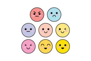 Download Kawaii-style Emojis with Pain Levels SVG File - SVG Design Silhouette DXF Files