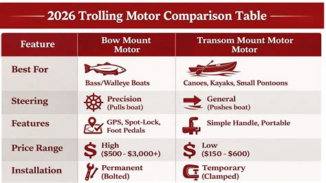 Kayak Trolling Motor Comparison Table