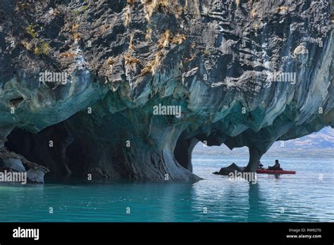 Kayaker exploring caves