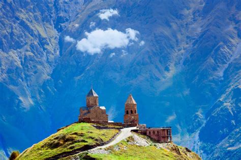 Kazbegi Gergeti Trinity Church mountains