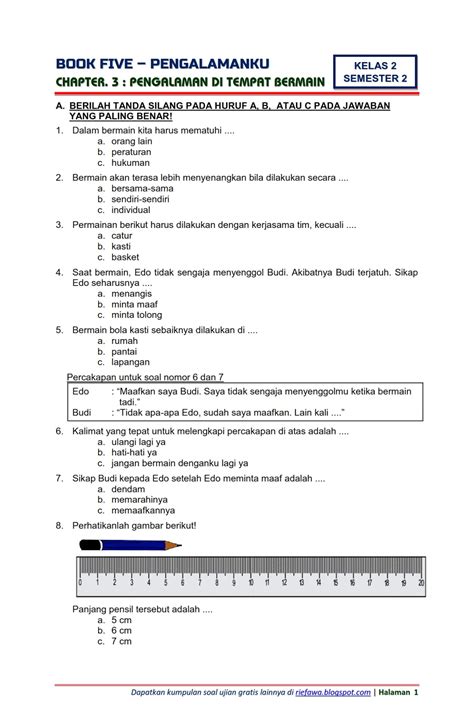 Kelas 2 Tema 5 Pilihan Ganda