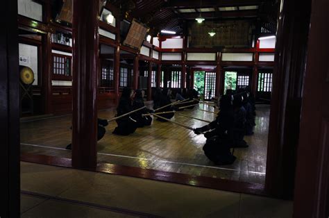 The interior of the kendo dojo with traditional Japanese decor