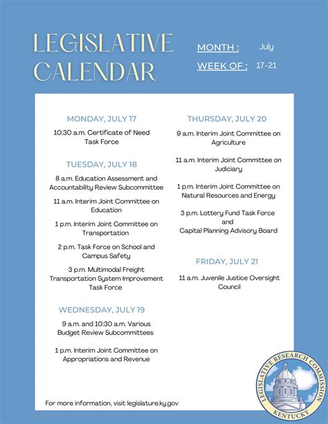 Kentucky Legislative Calendar