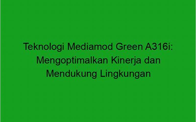 Kesimpulan Mediamod Green A316I