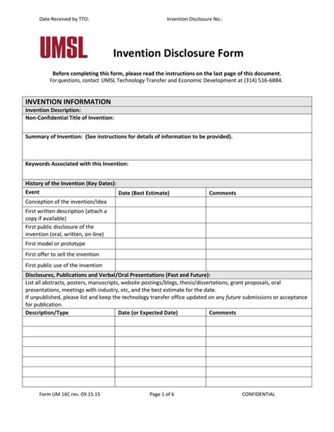 Key Components of the Disclosure Form