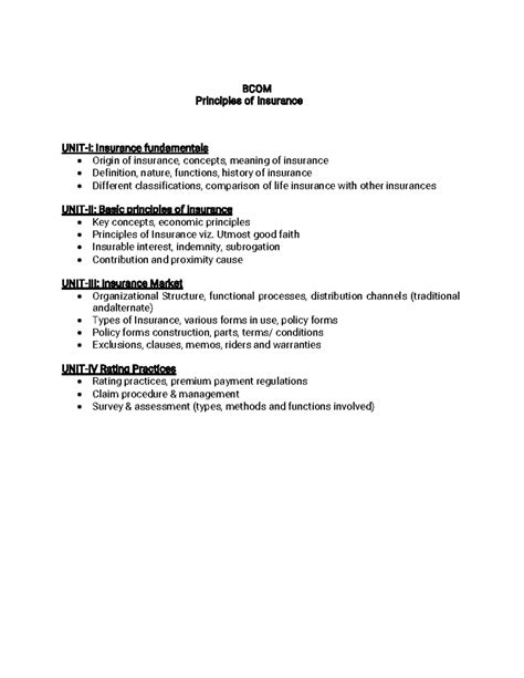 Key Concepts in Insurance