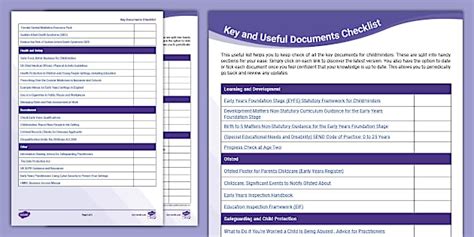 Key Document Checklist