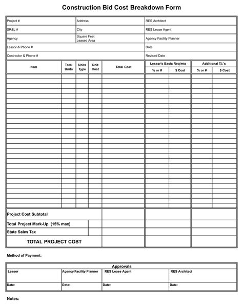 Key Elements of PDF Free Printable Contractor Bid Forms