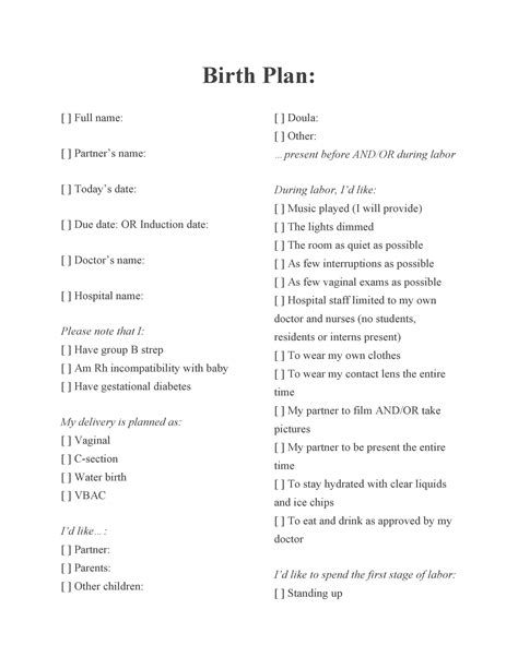Key Elements to Include in Your Birth Plan