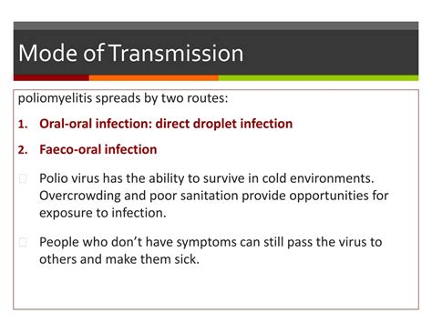 Key Factors in Poliomyelitis Transmission