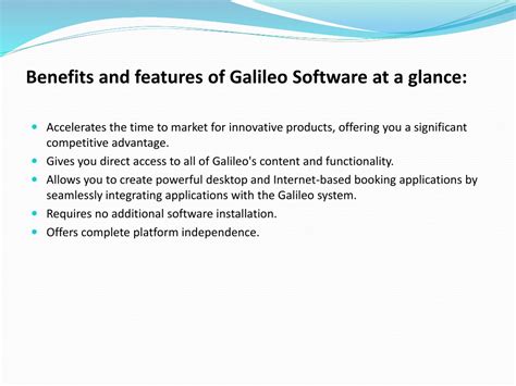 Key Features and Functions of Galileo Software