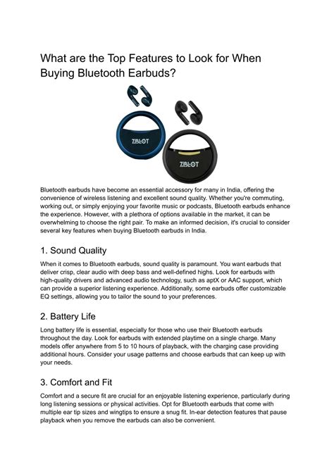 Key Features to Look for in Top Earbuds