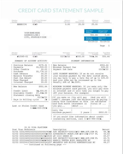 Key Sections to Look For in Reginald%27S Credit Card Statement States